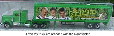 Even toy trucks are branded with the Randfichten (Danube Swabian Club)