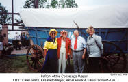 In front of the Conestoga Wagon - f.l.t.r.: Carel Smith, Elisabeth Meyer, Aksel Rinck & Elke Fromhold-Treu   [photo sent in by C. Klein]