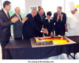 The cutting of the birthday cake