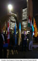 Canadian, East European & German flags in front of Toronto City Hall